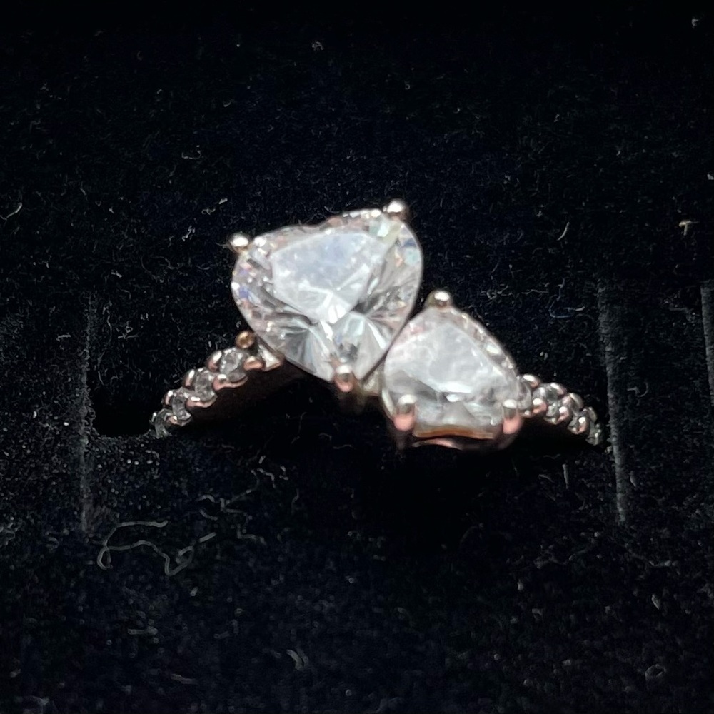 Pandora Double Heart Sparkling Ring Size 4.5